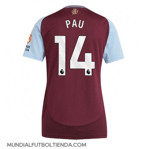 Camiseta Aston Villa Pau Torres #14 Primera Equipación Replica 2024-25 para mujer mangas cortas